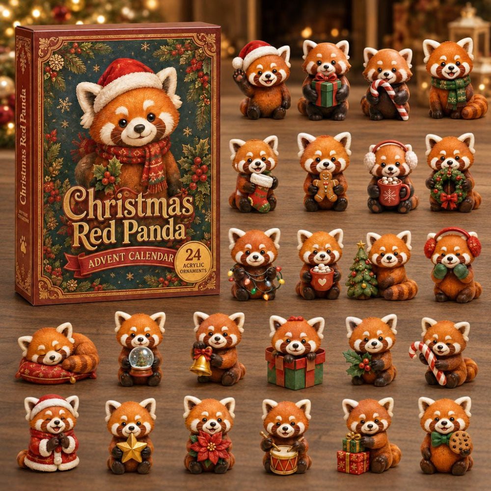 2026 Red Panda Holiday Countdown Calendar — 24-Day Acrylic Charm Advent Set, Cute Wildlife Decor & Unique Seasonal Gift