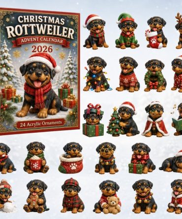 Rottweiler Christmas Advent Calendar 2026 - 24-Day Acrylic Charm Countdown With Bold Dog Ornaments & Gift Box
