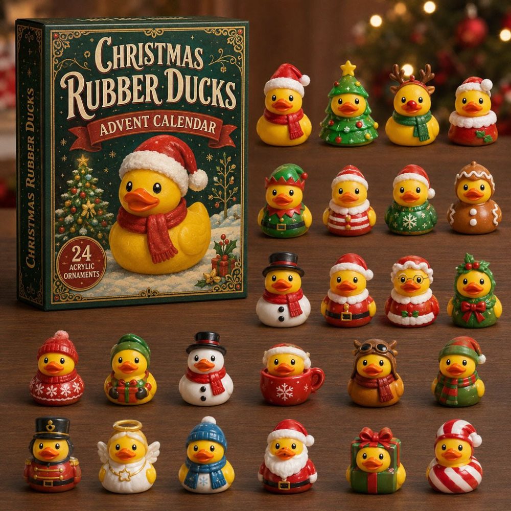 Festive Christmas Rubber Duck Advent Calendar 2026 — 24 Acrylic Holiday Ducks, Family-Friendly Countdown Gift & Stocking Stuffer