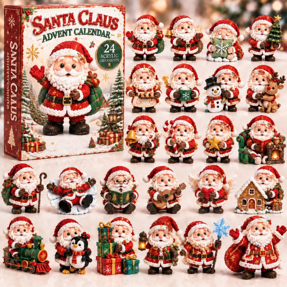 Santa Claus Holiday Surprise Collection 2026 — 24 Jolly Acrylic Charms & Mini Gifts, Classic Christmas Countdown Set For Families