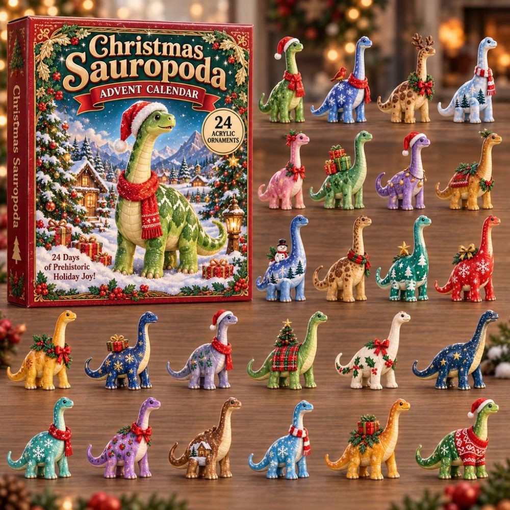 2026 Sauropoda 24-Day Acrylic Charm Holiday Countdown — Reusable Dinosaur Advent Calendar, Unique Christmas Gift For Kids