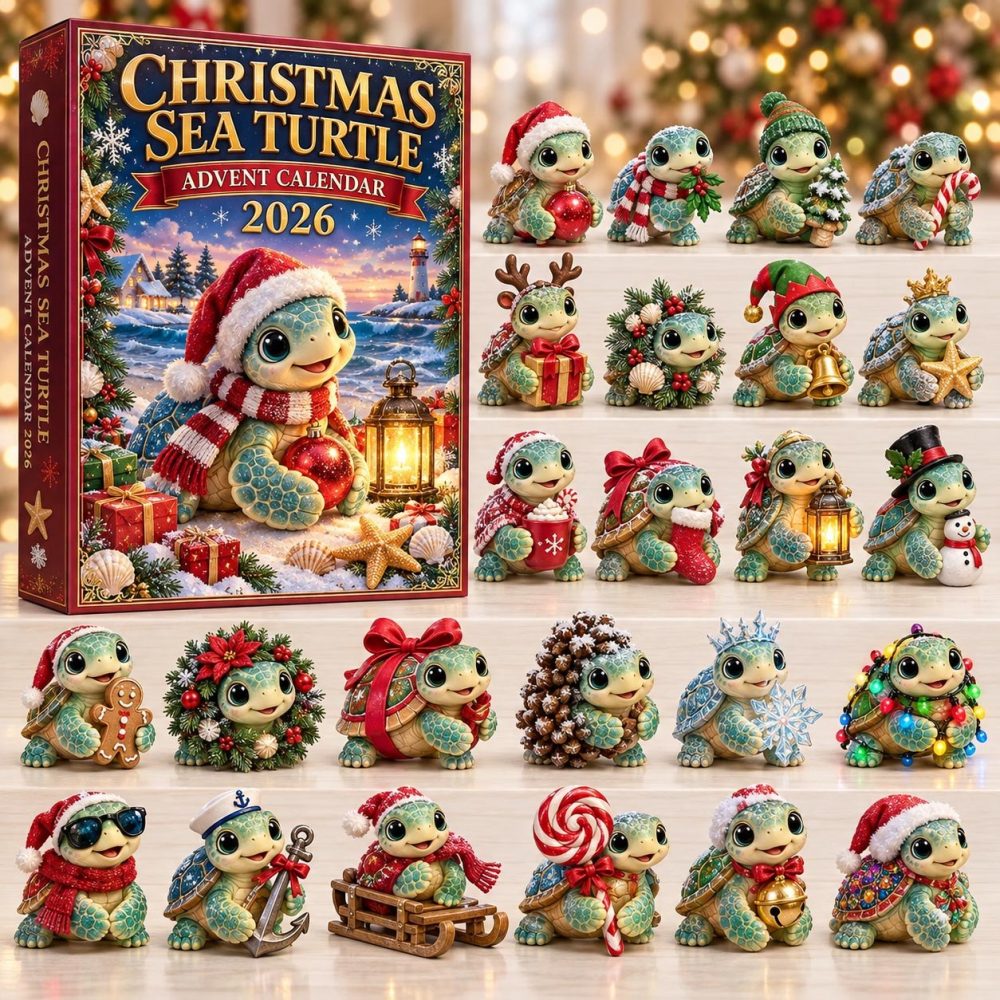 Sea Turtle 24-Day Holiday Advent Calendar With Acrylic Charms — 2026 Festive Countdown, Gift-Ready Ocean Decor