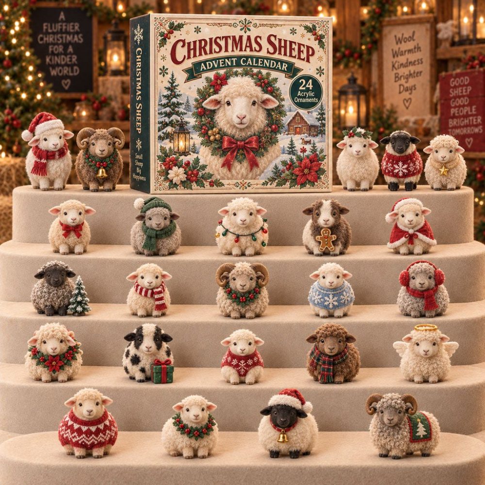 24-Day Holiday Countdown Calendar With 24 Acrylic Charms — Classic Christmas Sheep Collection, Family-Friendly Countdown 2026