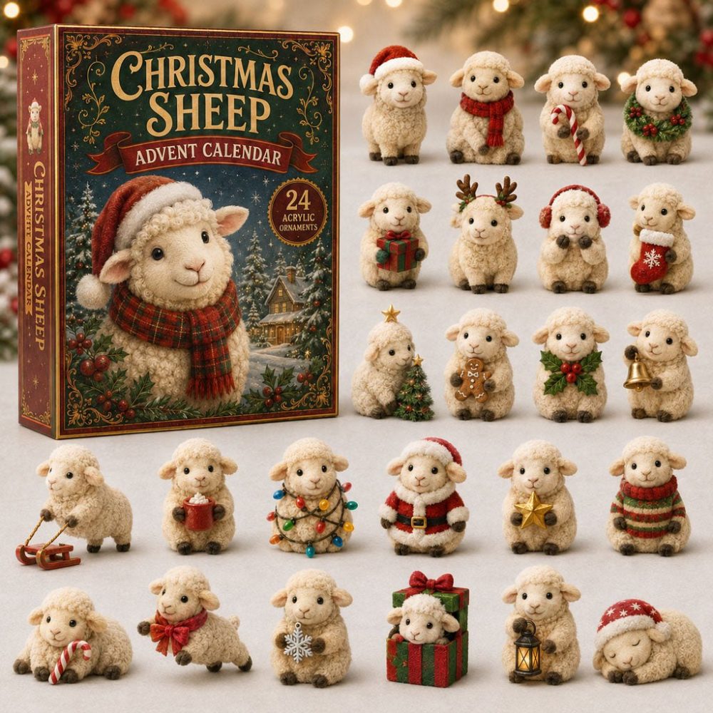 2026 Festive Sheep Holiday Countdown - 24-Day Advent Calendar With Cute Acrylic Sheep Charms, Gift Ready