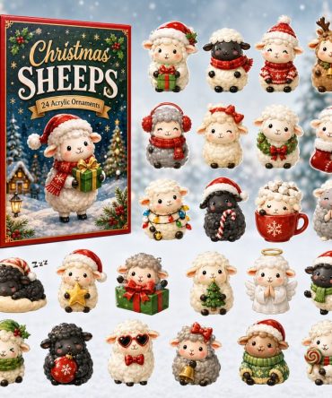 Cute Sheep Advent Calendar 2026 - 24 Acrylic Charm Countdown With Pastoral Farm Animal Ornaments & Gift Packaging