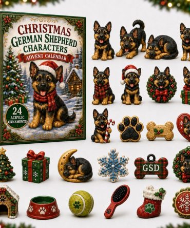 Christmas Shepherd Dog Advent Calendar 2026 - 24-Day Acrylic Charm Countdown With Loyal Dog Ornaments & Gift Box