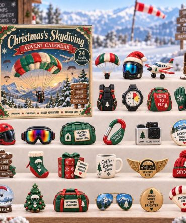 Skydiving Christmas Advent 2026 — 24-Day Extreme Sports Countdown With Acrylic Parachute Charms, Giftable Ornaments For Adventure Fans