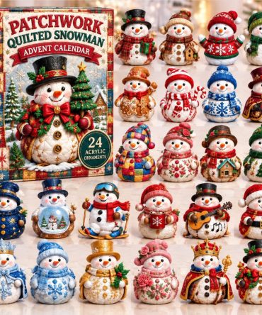 Patchwork Quilted Snowman Holiday Collection 2026 — 24 Quilt-Inspired Acrylic Charms & Soft Mini Ornaments For Christmas Countdown