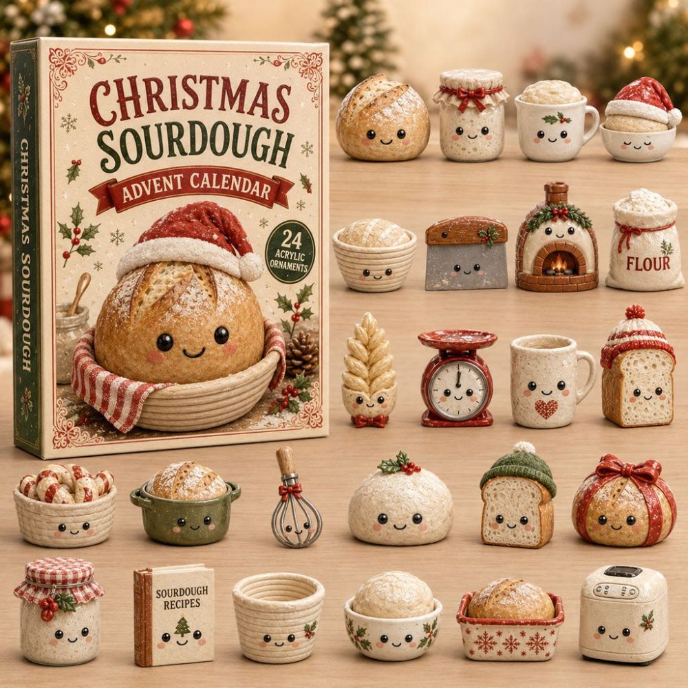 2026 Festive Sourdough Advent Calendar — 24-Day Holiday Countdown With Acrylic Charms, Premium Kitchen Gift & Decorative Countdown