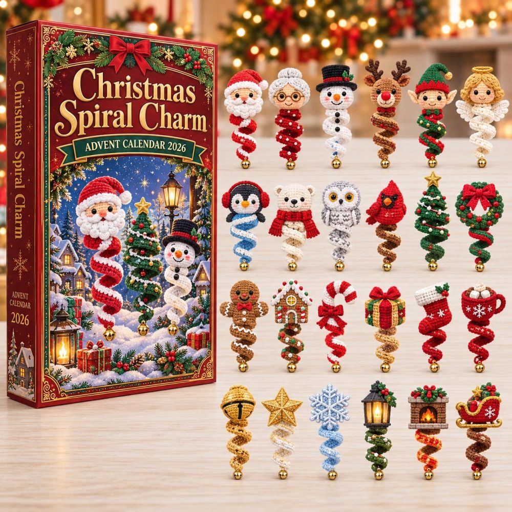 2026 Christmas Spiral Charm Countdown — 24-Day Unique Advent Set With Festive Spiral Acrylic Charms, Eye-Catching Holiday Display