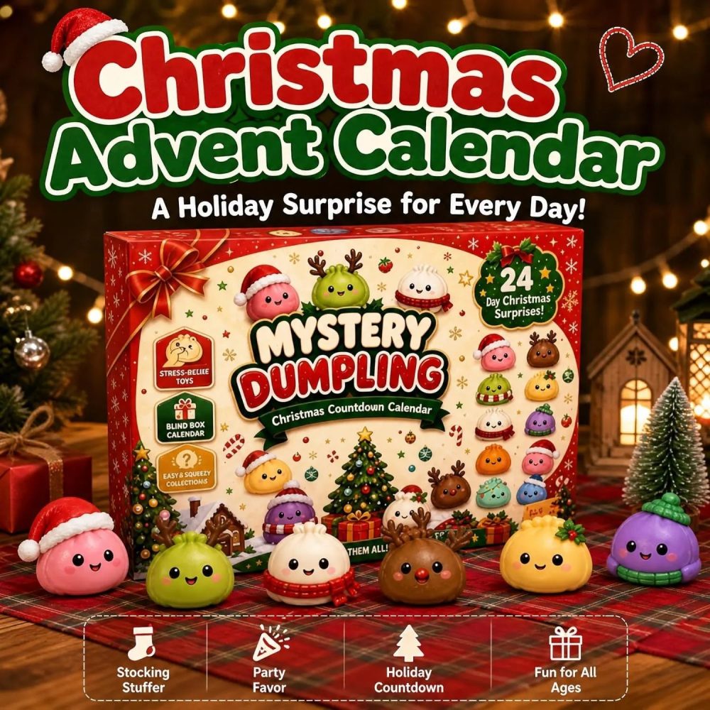 Christmas Squishy Surprise Advent 2026 — 24 Soft Squeeze Toys & Acrylic Charms, Festive Stress-Relief Countdown Gift For Kids & Adults