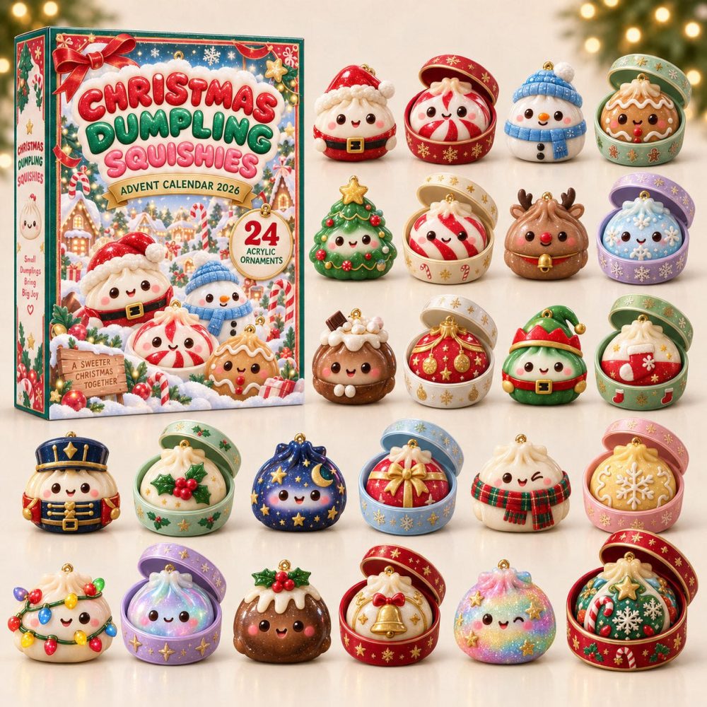 2026 Holiday Dumpling Squishies Collection — 24 Surprise Days Of Soft Squishy Toys & Acrylic Charms, Perfect Christmas Countdown Gift