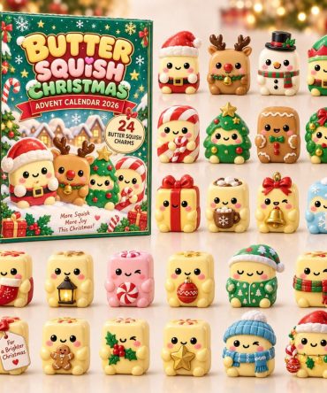 Butter Squish Holiday Squishy Advent Calendar — 24 Soft Surprise Toys With Acrylic Charms For Stress-Relief & Festive Fun