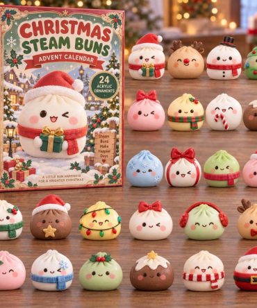 Christmas Steam Buns Advent Calendar 2026 - 24-Day Festive Countdown With Acrylic Charms, Cute Holiday Gift & Stocking Surprise