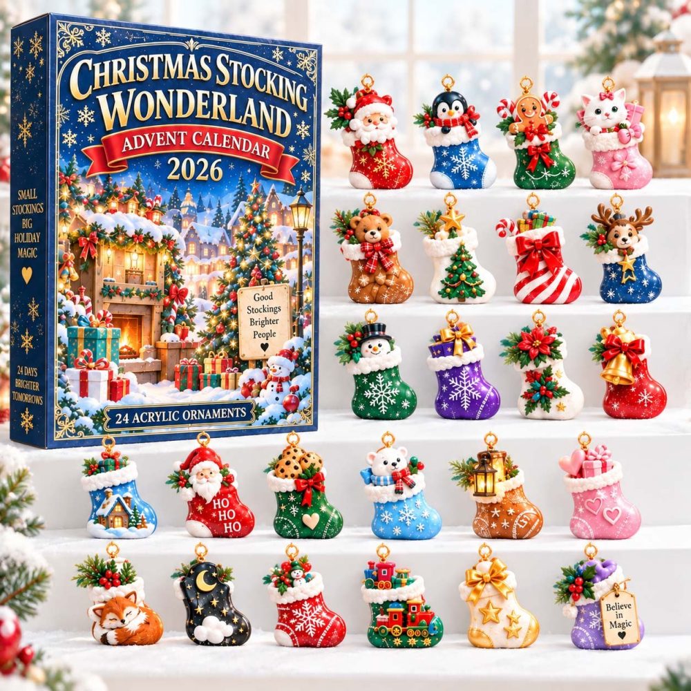 Christmas Stocking Wonderland 24-Day Holiday Countdown — Acrylic Stocking Charms, Festive Display & Gift For Kids & Adults 2026