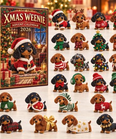 Festive Weenie Dog In Christmas Sweater — 24-Day Acrylic Charm Countdown Calendar 2026, Cute Holiday Dachshund Gift Set