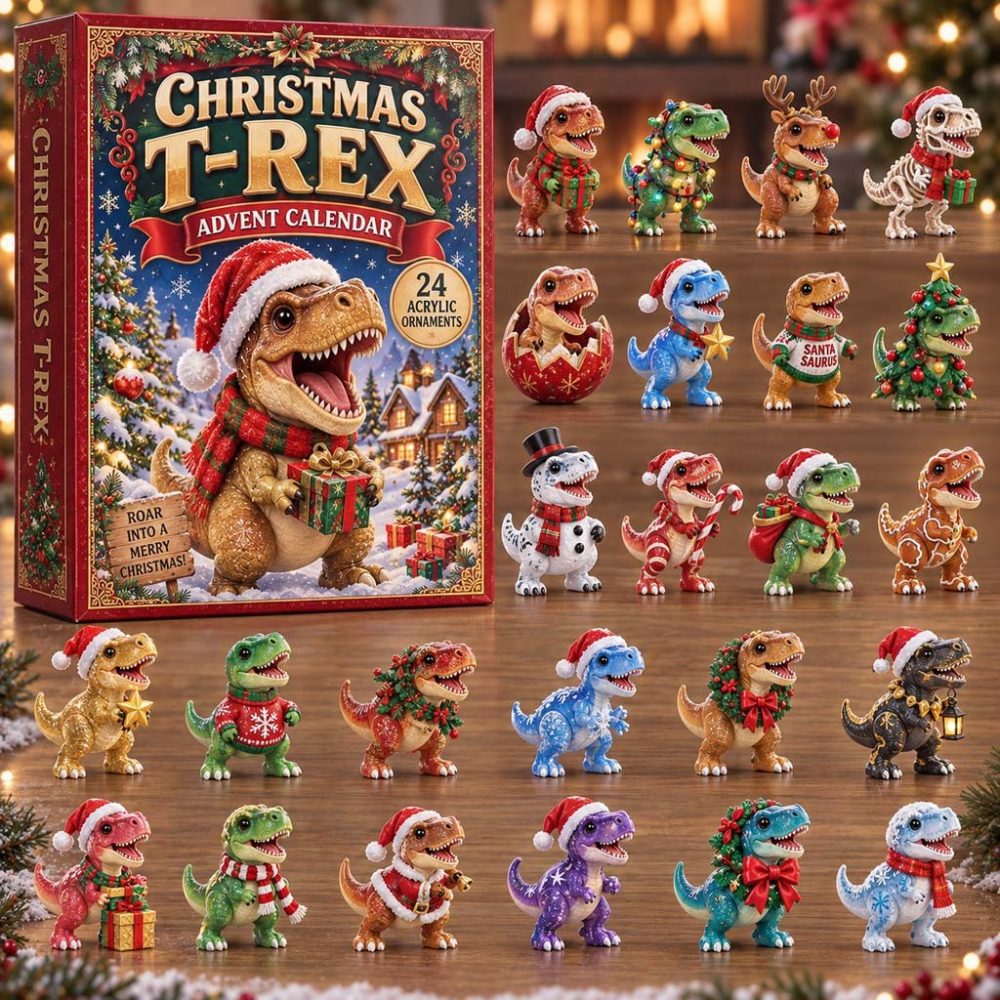 2026 Holiday 24-Day Acrylic Charm Countdown For T-Rex — Reusable Advent Calendar, Perfect Christmas Gift & Stocking Stuffer