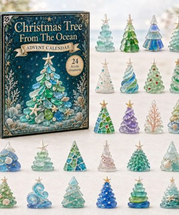 2026 Ocean Christmas Tree Advent Calendar - 24-Day Acrylic Charm Countdown, Nautical Holiday Decor & Seaside Gift For Beach Lovers