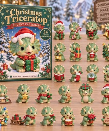 2026 Christmas Triceratop Advent Calendar — 24-Day Dino Countdown With Acrylic Charms, Prehistoric Holiday Gift For Kids