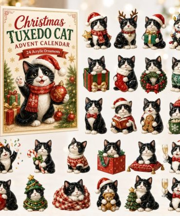 Charming Tuxedo Cat Advent Calendar 2026 - 24-Day Acrylic Charm Countdown With Cute Cat Ornaments & Gift Packaging