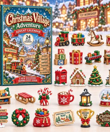 Christmas Village Holiday Countdown 2026 - 24 Festive Acrylic Charms, Reusable Miniature Village Advent Gift & Decor