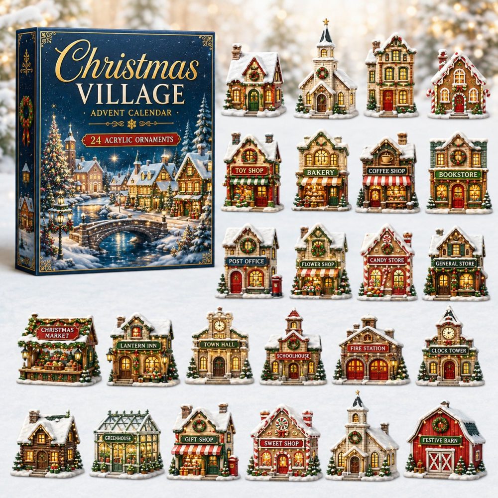 2026 Christmas Village Houses Advent Calendar - 24-Day Acrylic Charm Set With Mini House Ornaments & Seasonal Gift Box