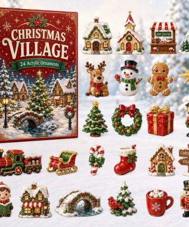 Christmas Village Moments Advent Calendar 2026 - 24 Acrylic Charm Countdown With Miniature Holiday Scene Ornaments