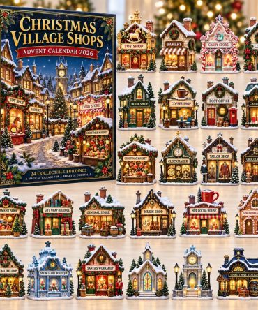 Christmas Village Shops Holiday Countdown Calendar 2026 — 24 Miniature Acrylic Charms, Festive Village Ornament Set & Holiday Gift