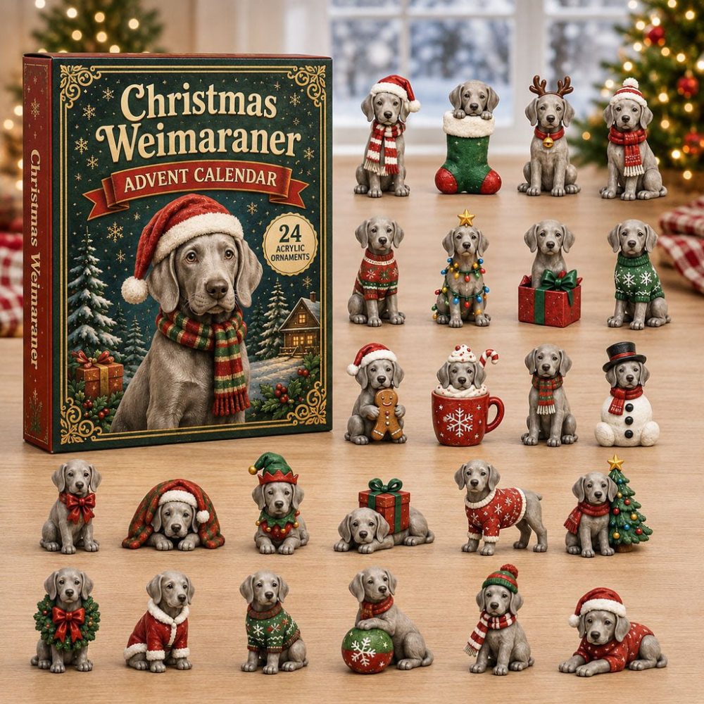 Weimaraner Christmas Countdown 2026 - 24-Day Acrylic Charm Advent Calendar, Festive Holiday Gift For Dog Owners & Collectors
