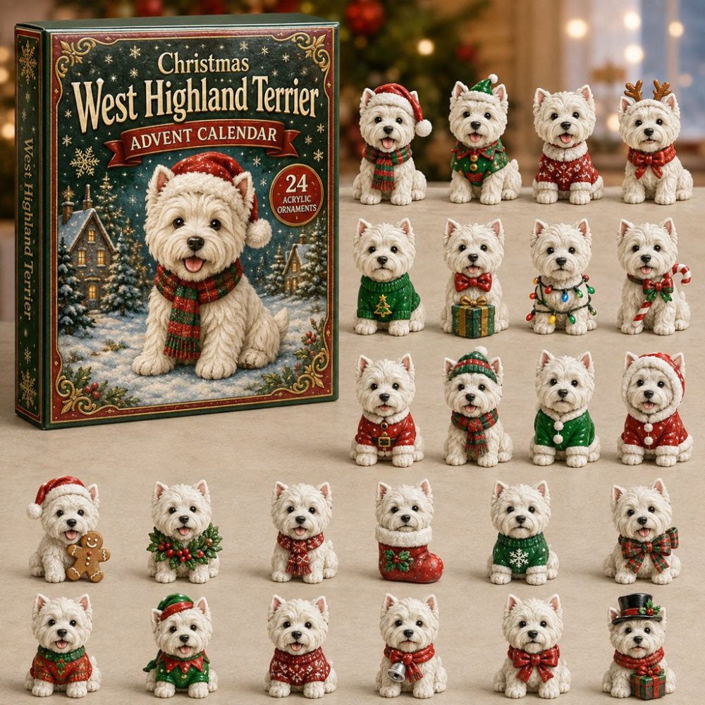 2026 Christmas Westie Advent Calendar — 24-Day Holiday Countdown With Seasonal West Highland Terrier Acrylic Charms, Gift For Westie Fans