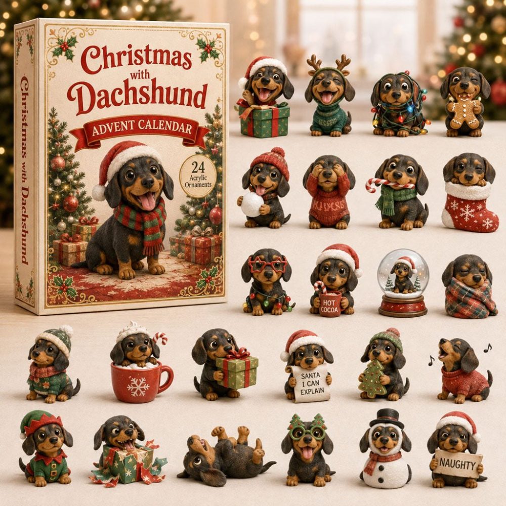 2026 Dachshund Christmas Advent Calendar — 24-Day Festive Countdown With Holiday Acrylic Charms, Cute Dachshund Holiday Gift