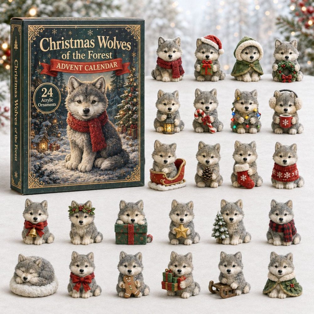 2026 Holiday Wolf Advent Calendar - 24-Day Acrylic Charm Countdown With Collectible Ornaments & Gift Box
