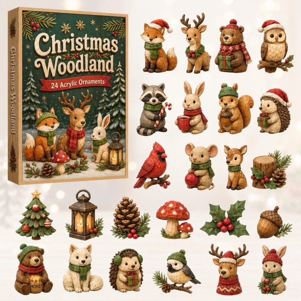Christmas Woodland 2026 Advent Calendar – 24-Day Acrylic Charm Countdown With Classic Holiday Forest Scenes, Gift-Ready
