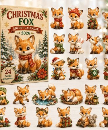Woodland Fox 24-Day Christmas Countdown Calendar 2026 — Acrylic Charms Keepsake, Gift For Fox & Nature Fans