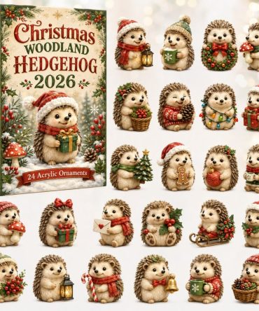 Woodland Hedgehog 24-Day Christmas Countdown Calendar 2026 — Charming Acrylic Charms, Gift For Nature & Animal Lovers