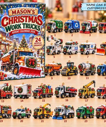 2026 Christmas Work Trucks 24-Day Advent Countdown With Collectible Acrylic Charms - Construction Vehicle Kids Holiday Gift Calendar