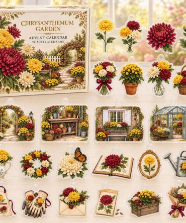 24-Day Chrysanthemum Charm Countdown — Acrylic Bloom Mini Charms For Flower Enthusiasts & Special Gifts