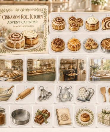 Cinnamon Roll Baking Advent Calendar — 24 Acrylic Pastry Charms For Bakers & Foodies , Cozy Kitchen Countdown Gift Set