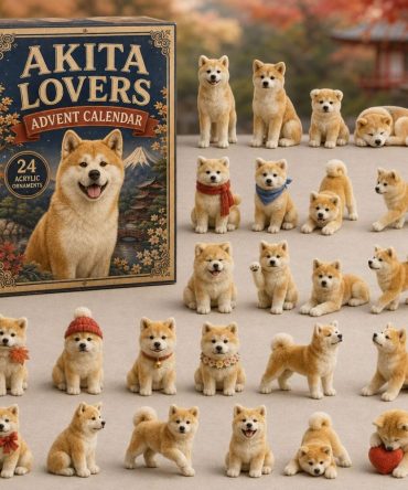 Akita 2026 Advent Calendar – 24-Day Acrylic Charm Countdown With Classic Japanese Dog Artwork, Holiday Gift For Owners
