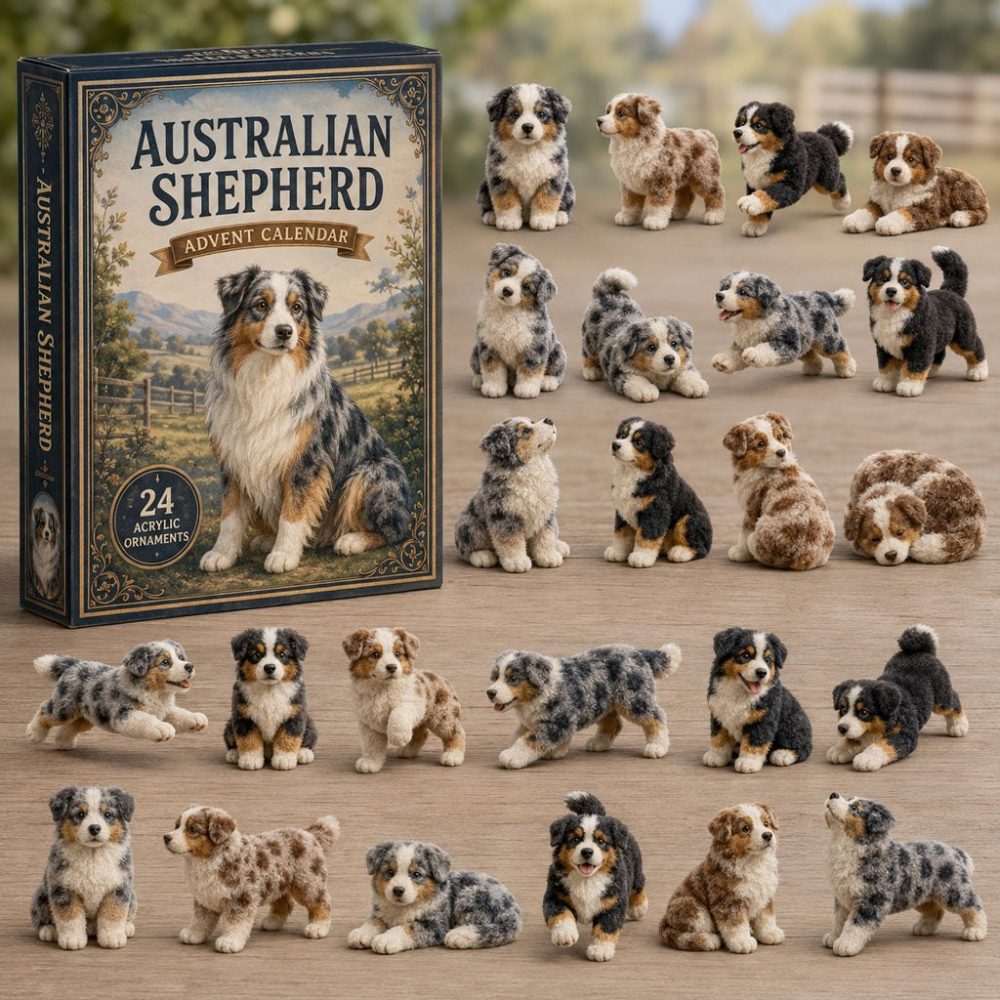 Australian Shepherd 2026 Advent Calendar – 24-Day Acrylic Charm Countdown With Classic Herding Dog Icons, Gift-Ready