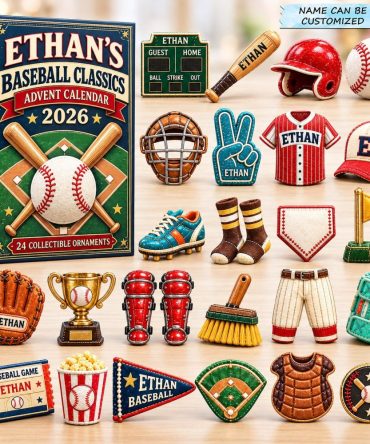 Classic Baseball Collection Advent 2026 - 24 Acrylic Baseball Charms, Sports Fan Countdown & Gift Set