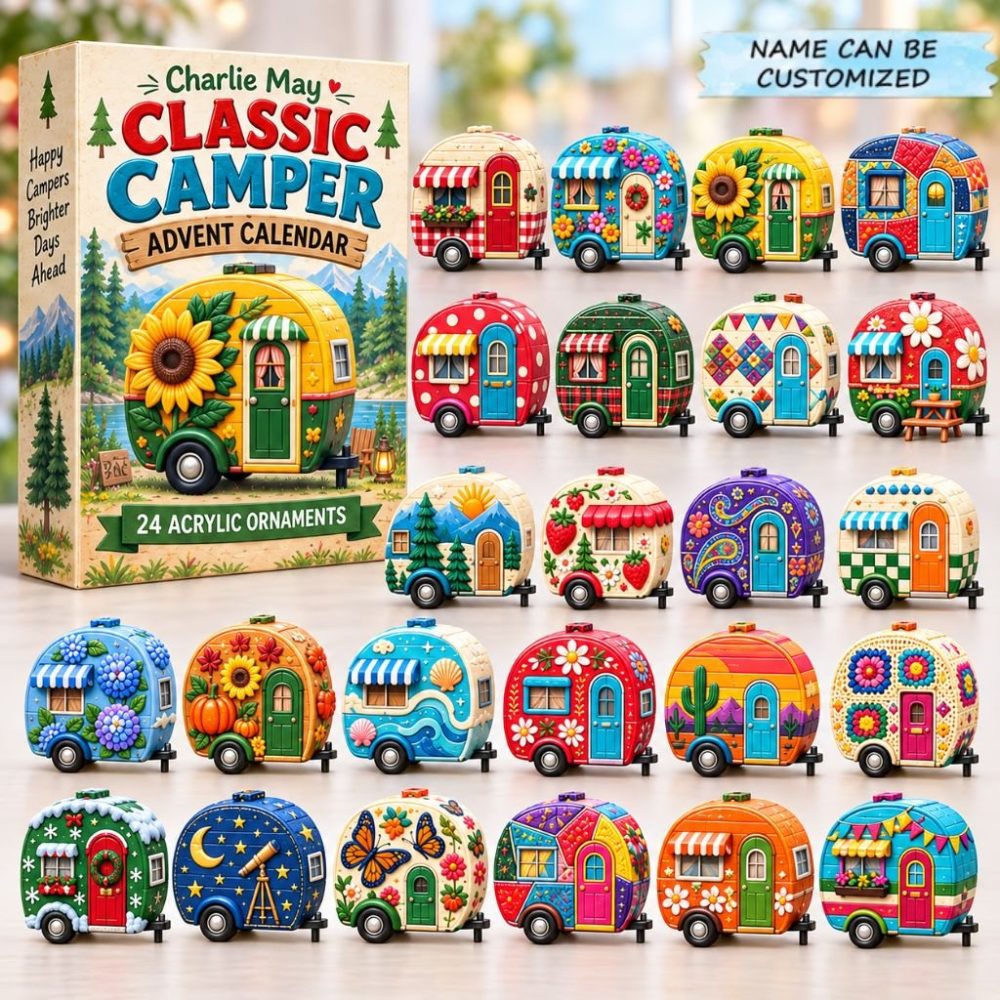 Retro Classic Camper Advent 2026 — 24-Day Holiday Countdown With Acrylic Charms, Collectible Vintage Rv Ornaments & Giftable Fun