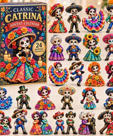 24-Day Catrina Day-By-Day Holiday Countdown With Acrylic Charms — Collectible Sugar Skull Ornaments, Gift-Ready Advent Calendar