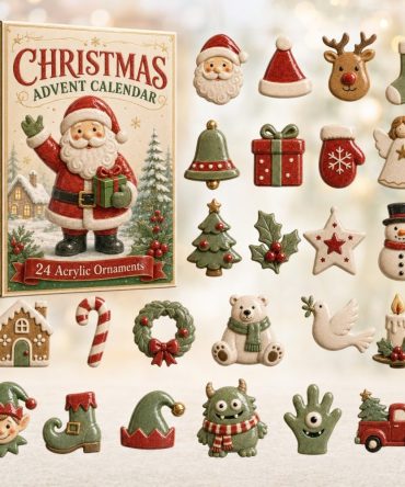 Vintage Holiday Friends Advent Calendar 2026 - 24-Day Christmas Countdown With Collectible Acrylic Charms Set