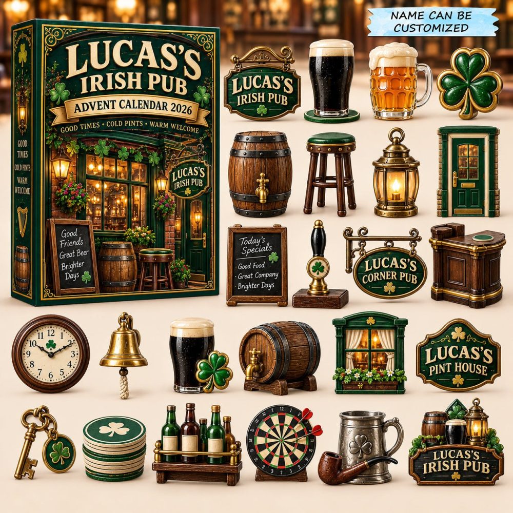 Classic Irish Pub Holiday Countdown - 24 Acrylic Pub & Beer Charms For 2026 Advent, Festive St. Patrick'S Gift