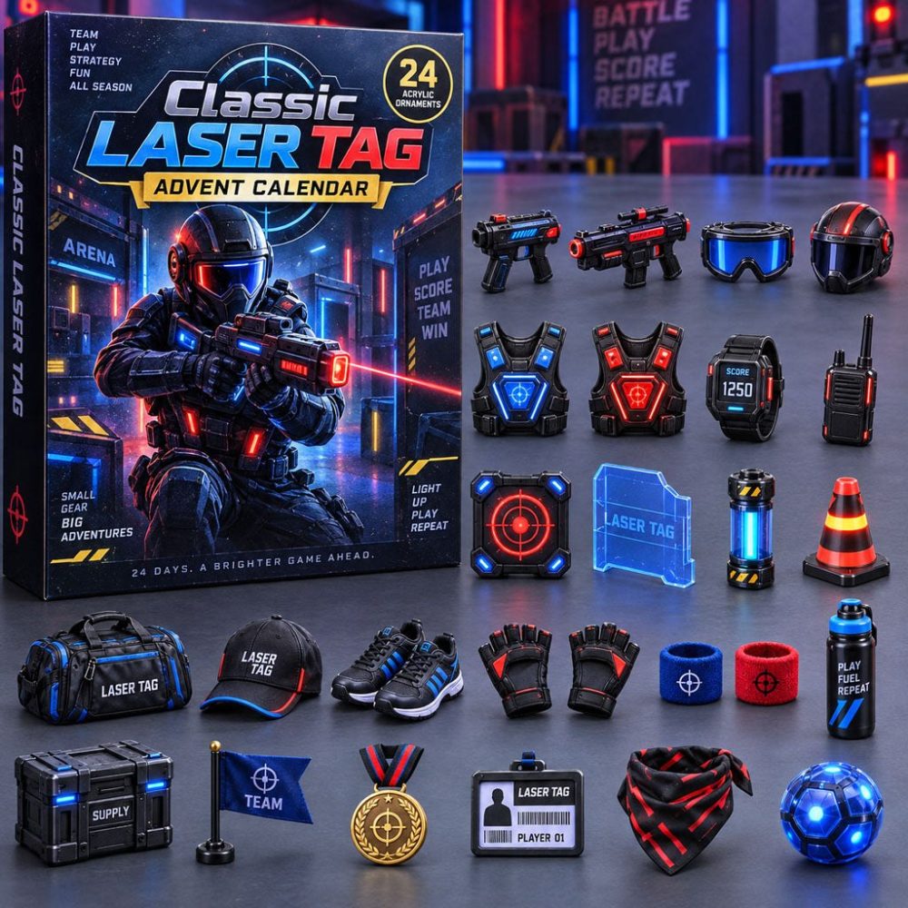 Classic Laser Tag Advent Calendar 2026 - 24-Day Timeless Gamer Countdown With Acrylic Charms, Perfect Stocking Stuffer For Kids & Teens