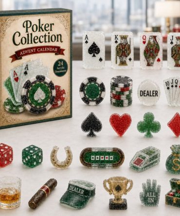 Poker Collection 2026 Advent Calendar – 24-Day Acrylic Charm Countdown Featuring Card Game Tokens, Gift For Poker Fans