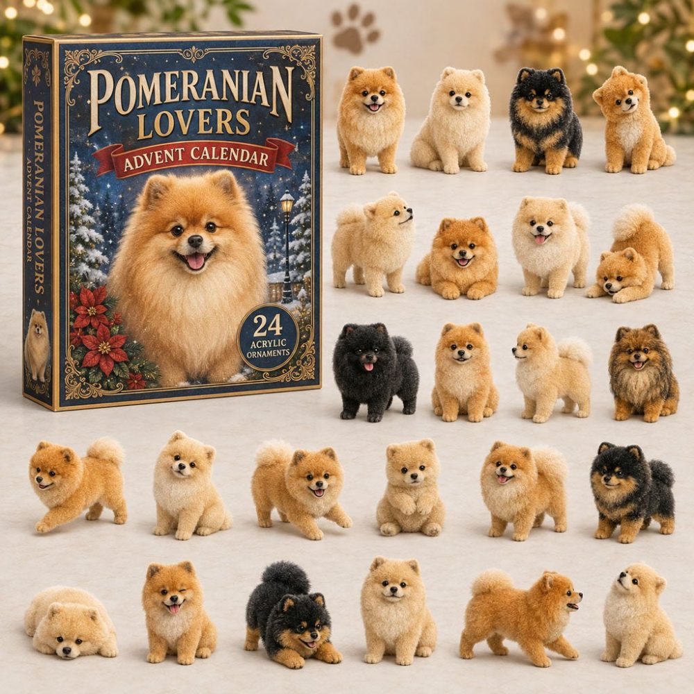 Pomeranian 2026 Advent Calendar – 24-Day Acrylic Charm Countdown With Fluffy Dog Icons, Charming Holiday Gift For Dog Fans