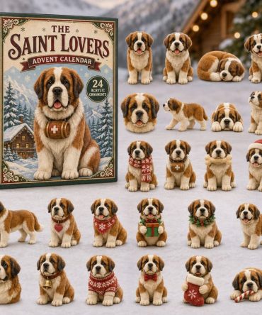 Saint Bernard 2026 Advent Calendar – 24-Day Acrylic Charm Countdown With Classic Dog Portraits, Holiday Gift For Pet Lovers