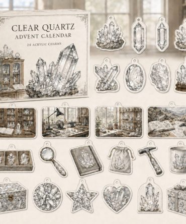 Clear Quartz 24-Day Charm Countdown — 24 Acrylic Clear Quartz-Style Charms In Gift Box For Healing, Amplifying & Jewelry